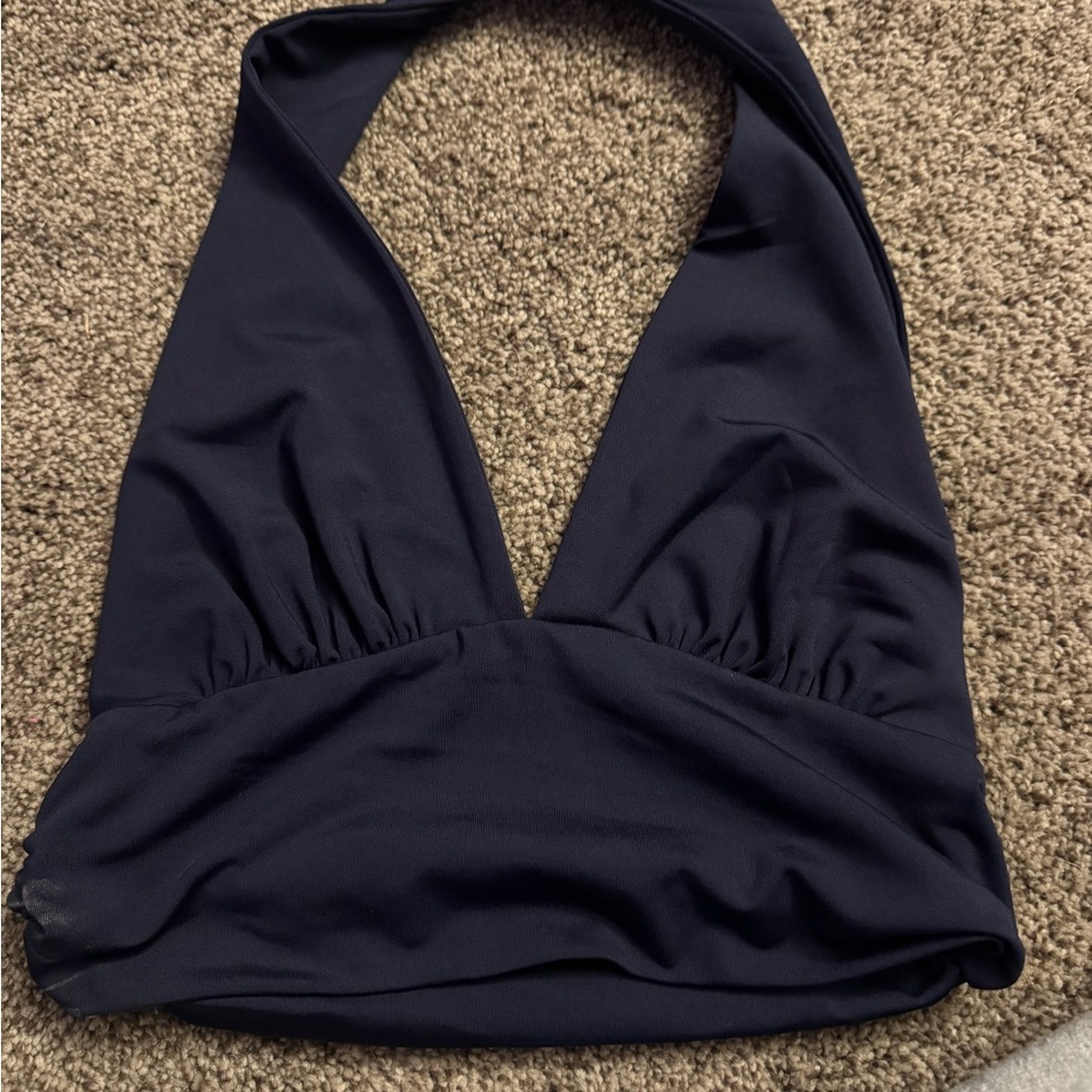 SHEIN Deep Blue Halter Bikini Top
